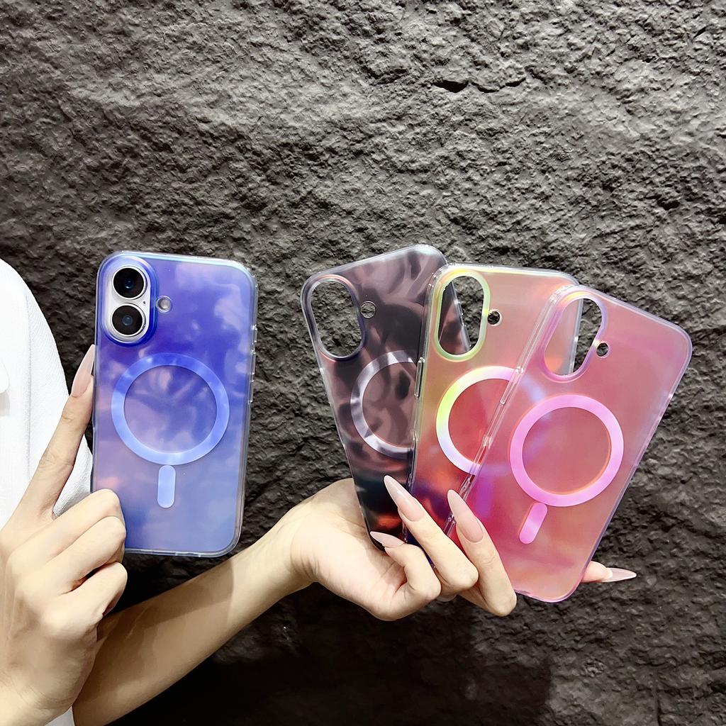 For iPhone 16 Case Compatible with MagSafe Ink Painting IMD PC+TPU Phone Cover