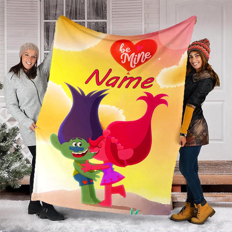 Personalized Custom Name Blanket - Trolls Print Design,Blanket for Sofa,Bed,Travel,Camping - Soft and Warm, Great Gift