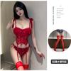 New European And American Lingerie Sexy Temptation Bow Tie Lace Keel Body Steel Ring Gathering Small Chest Suspender Uniform Set