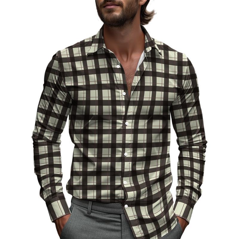 Men S Long Sleeve Printed Business Casual Shirt