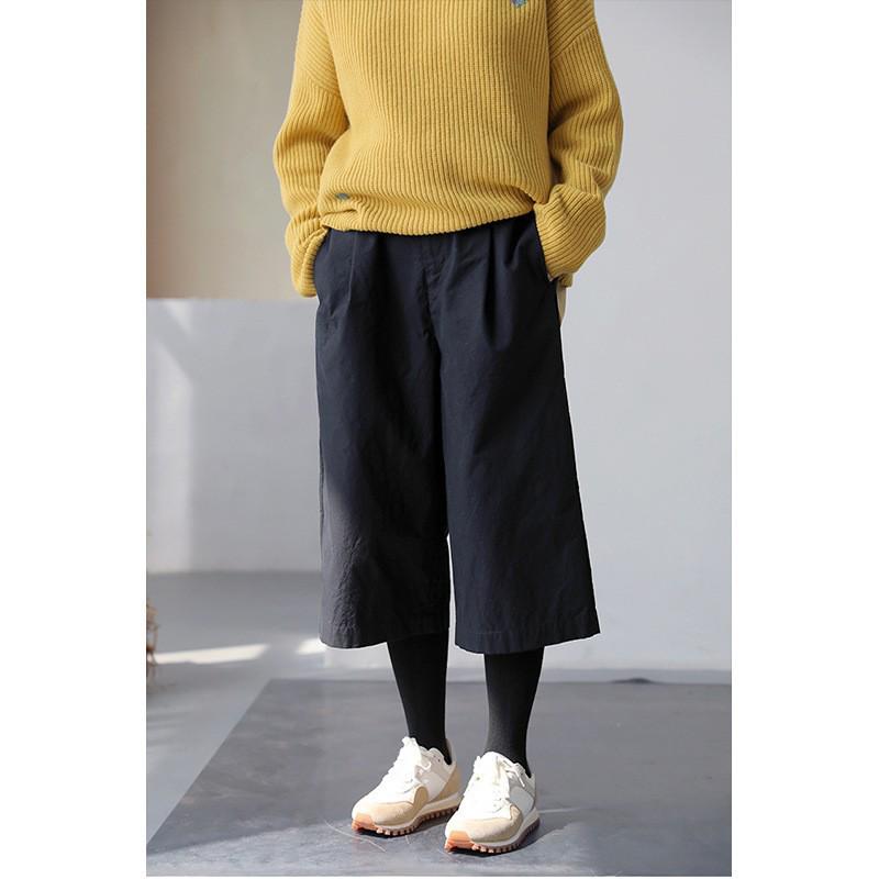 

Four Seasons Retro Black Pure Cotton Elastic Waist Loose Casual Canvas Trousers XL чёрный
