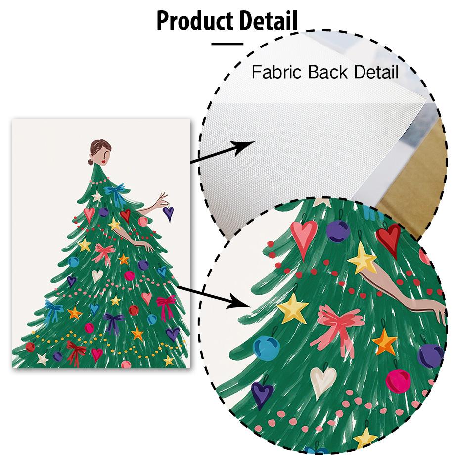 Christmas Tree Girl Santa Claus Car Gift Party Wall Art Canvas Painting Nordic Posters Prints Picture For Living Room Home Decor