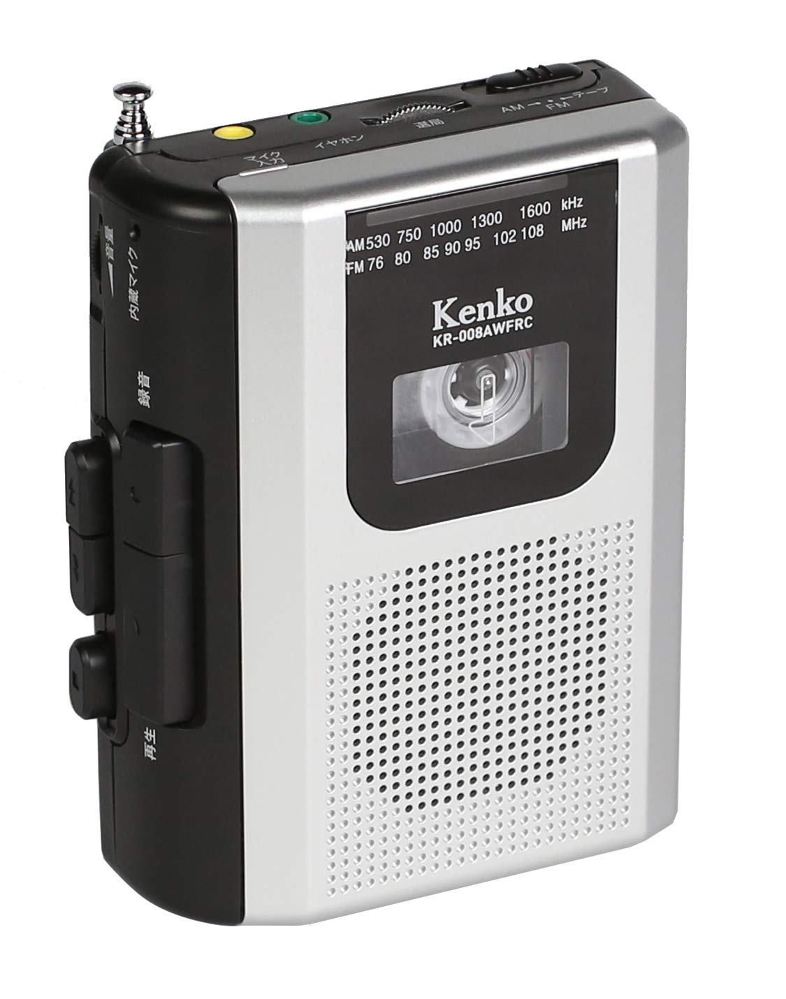 

Kenko Radio Cassette Recorder KR-008AWFRC, Wide FM Compatible, AA Battery Powered, External Microphone Included