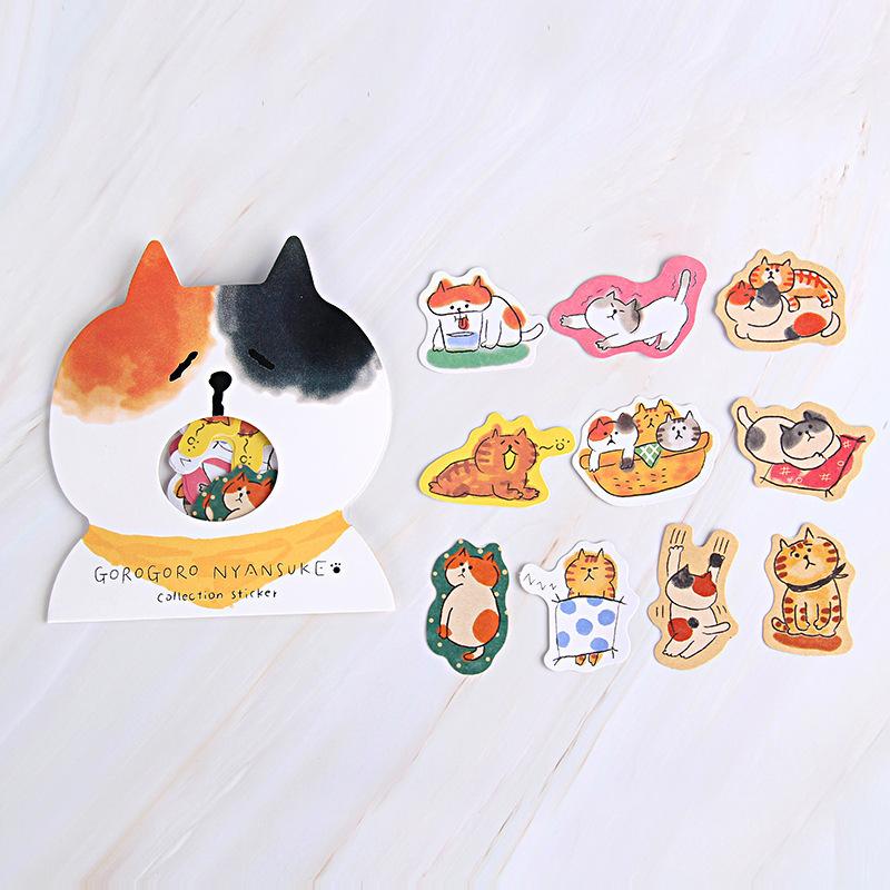 30 Pcs/Lot Cute Cartoon Cat Paper Stickers Notebook Photo Album Diy Decoration Material Students Stationery Random Pattern