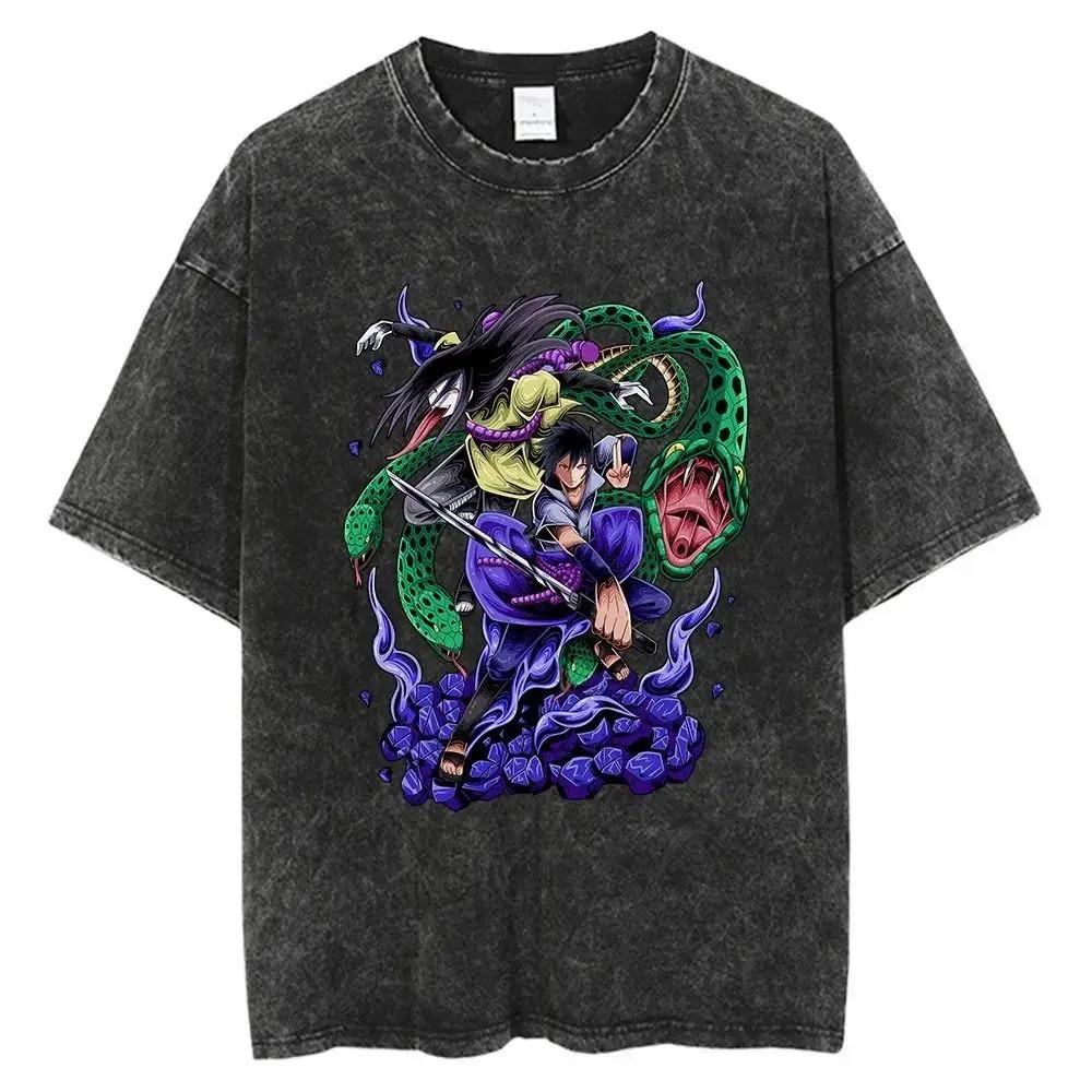 Camiseta Harukas Streetwear Lavada de Naruto Anime para Hombre 2026 - Algodón Puro - Manga Corta de Verano - Diseño Retro Vintage