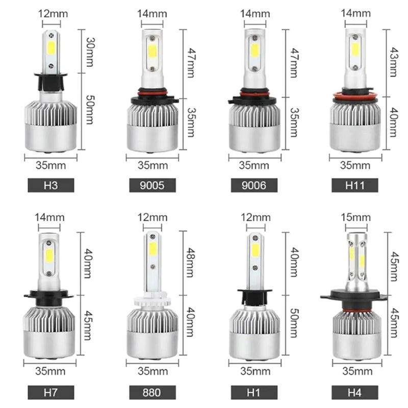1Pc Car Bright H4 H7 H1 H3 Led Front Fogs Lights Lamps Beads 8000Lm Cob Chips With Cooling Fan Longer Lifespan