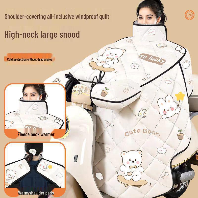 Extra Large Thick Windproof Winter Cape for Electric Vehicle Windshield with Full Neck Protection