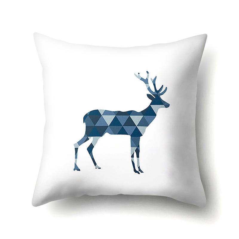 Polyester Pillowcase Automobile Decoration Home Printed Deer Pillowcase Waist Cushion Cover Car Cushion Head Cushion Cover