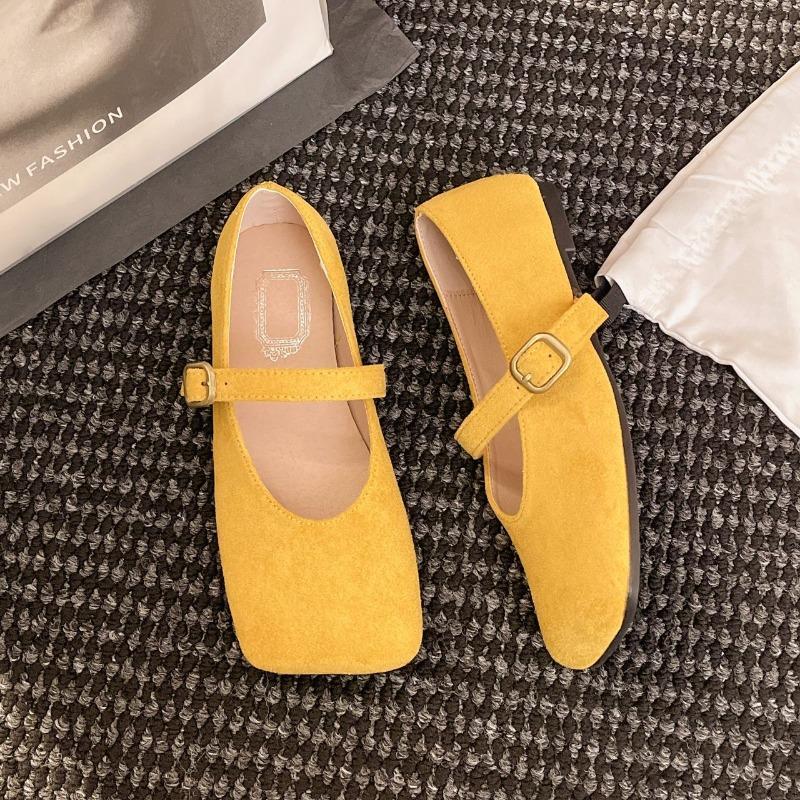 

Retro square head bag head half slippers women s spring new one-pedal lazy casual flat bottom bag head drag 42 жёлтый