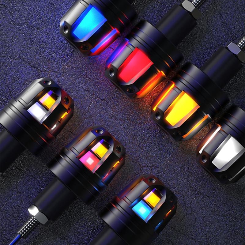 Motorcycle Scootor LED Handlebar End Turn Signal Corner Light DC12V Flasher Handle Grip Blinker Side Marker Hand Lamp 2x