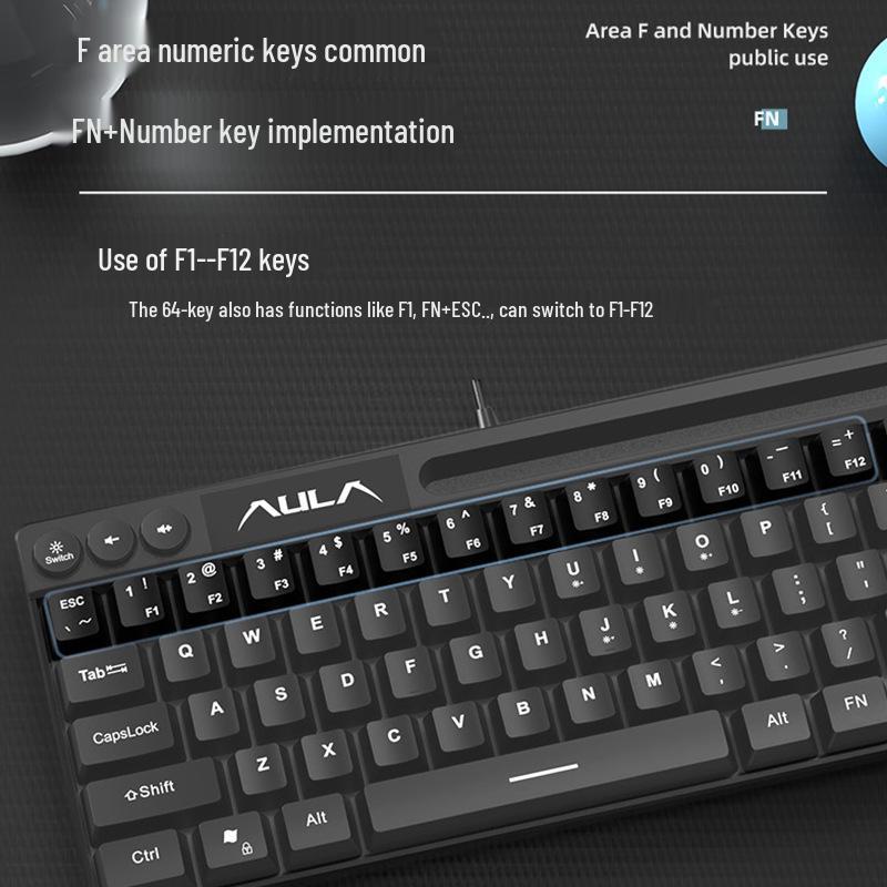 Tarantula F3061 Mini Kabelgebundene Stille Gaming-Tastatur für Laptops und Büros