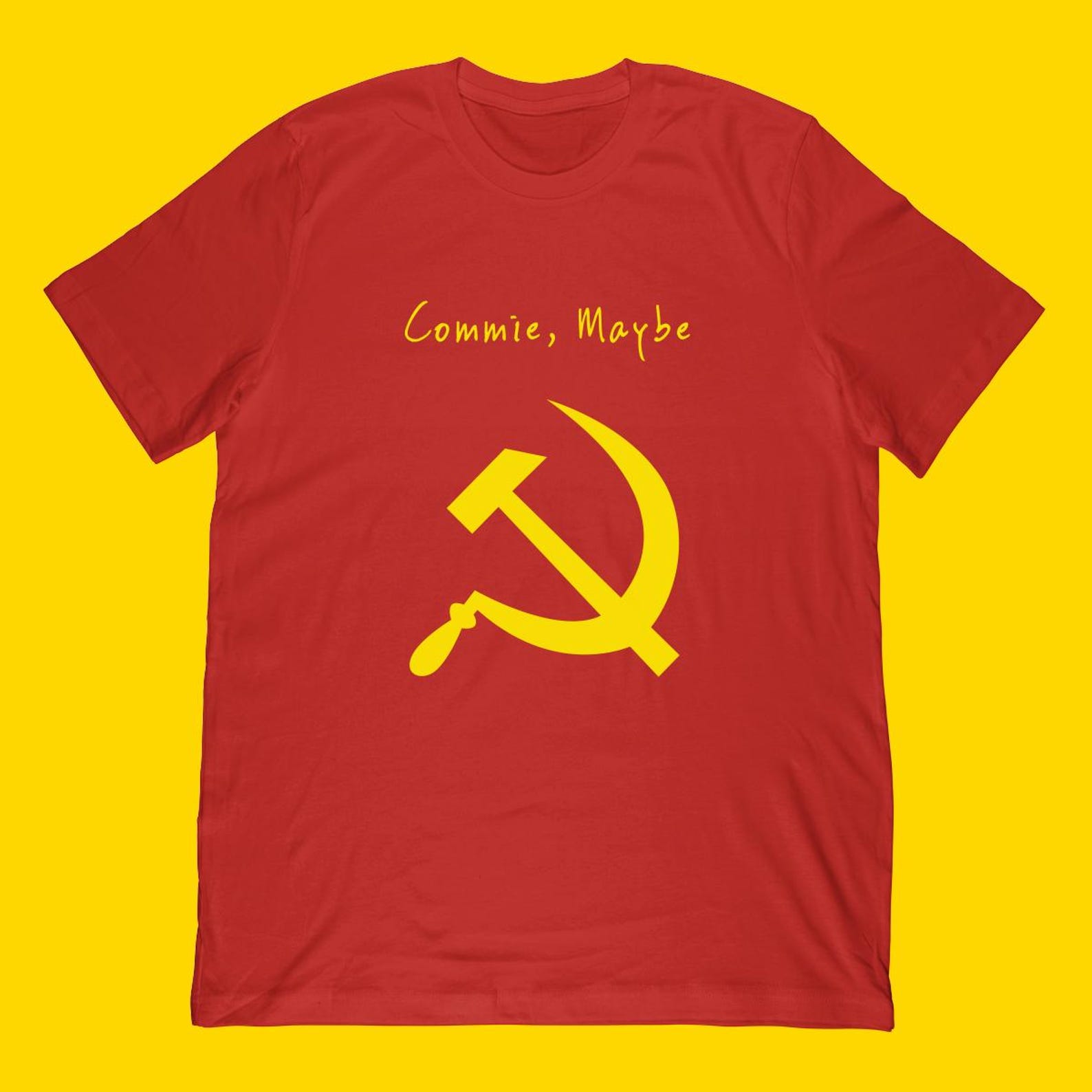 Commie Maybe T-Shirt | Funny Communism Socialism Shirt & Classic Vintage Soviet Hammer And Sickle Gift L