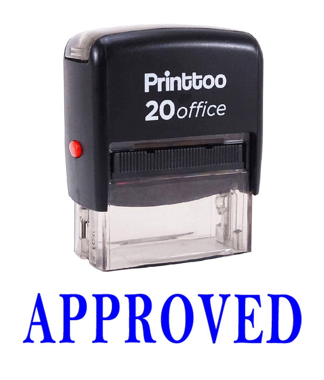 

Printtoo Custom Stamp APPROVED Self Inking Rubber Stamp Office Stationary - 14 mm x 38 mm (Approx) синій