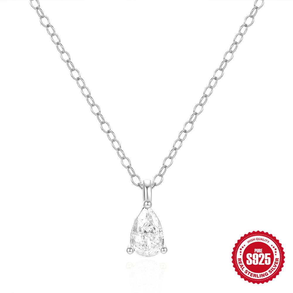 

Stylish And Simple S925 Sterling Silver Daily With Classic Water Drop Diamond Temperament High-End Women S Necklace 925 Silver белого золота