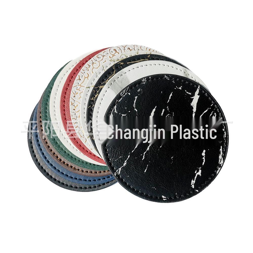 PU Heat-Resistant Non-Slip Round Leather Coaster Placemat - High Temperature Insulation Pad