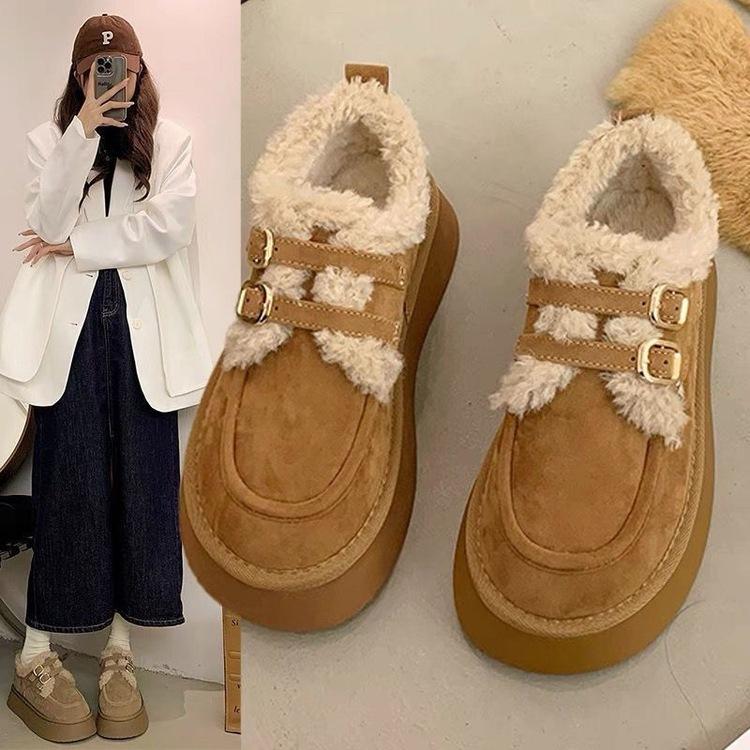 Fleece Birkenstocks New winter thickened warm plush cotton shoes platform snow boots