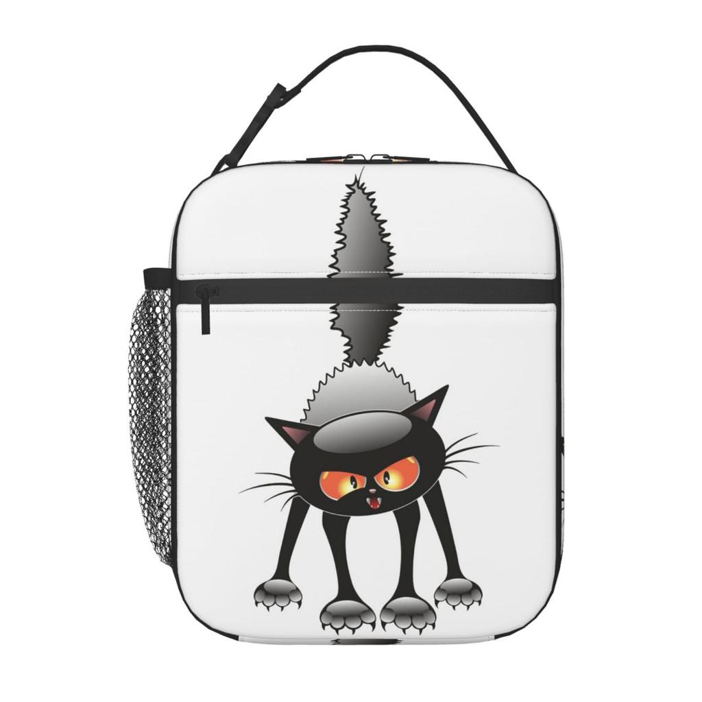 Angry Black Cat Insulated Lunch Bag for Women Children Leakproof Food Boxes Thermal Lunch Box Tote