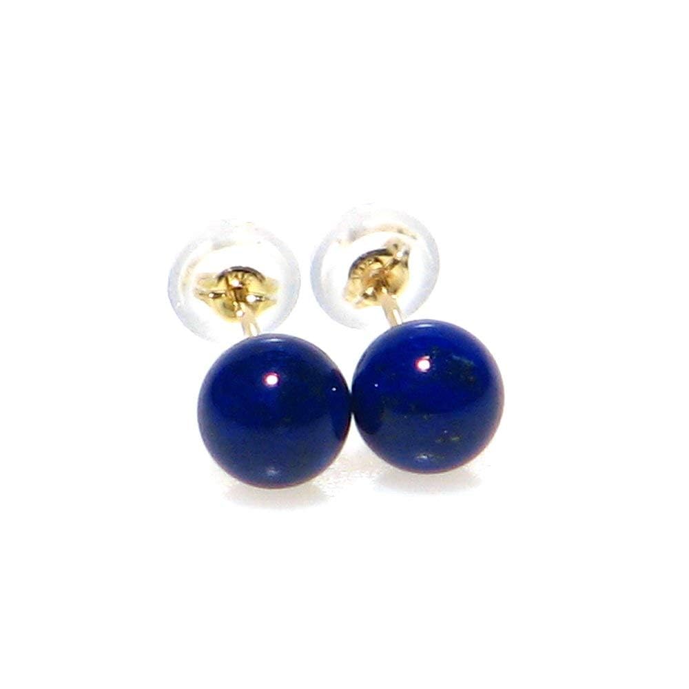 

AAA Lapis Lazuli 6mm Ball K18 Earrings [Kobe Hokodo] (with case) синій