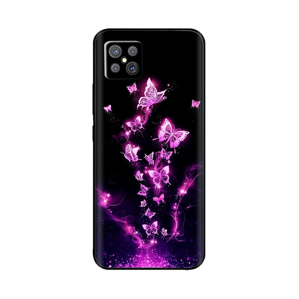 For Oppo Reno4 Z 5G Case Cute Cartoon Painted Black Silicone Soft TPU Back Cover For OPPO A92S Phone Back Bumper Shell Bag Coque