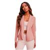 Solid Color Cropped Blazer for Women, European & American Style Casual Professional Office Lady Outerwear, Fashion Elegant Work Blazer
