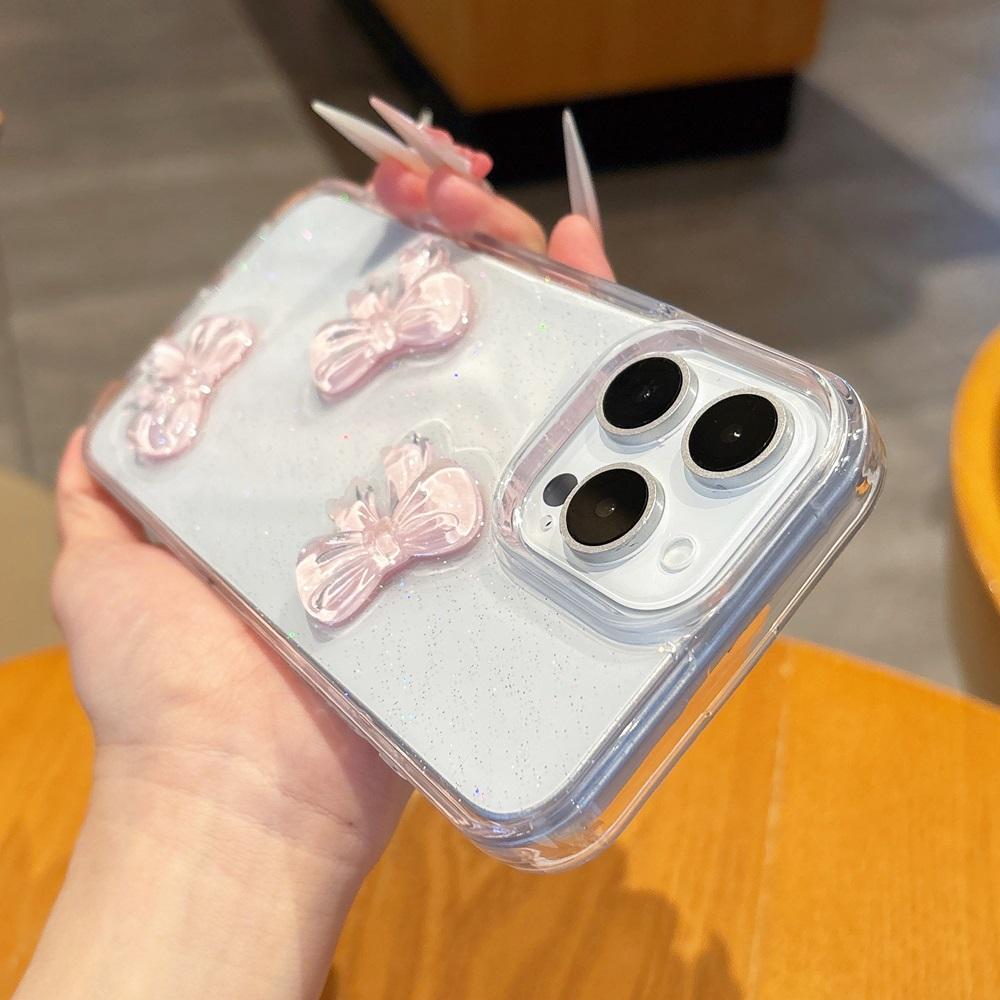 Süße 3D Rosa Schleife Bling Glitzer Handyhülle Für iPhone 17 16 15 14 13 12 11 Pro Max Plus Luxuriöse Klare Stoßfeste Bumper Hülle