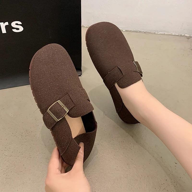 

Модные женские туфли на плоской подошве, туфли-лоферы, осенние повседневные туфли с пряжкой 2024 года, модные новые туфли для ходьбы, классические женские удобные мягкие туфли Chaussures 40 кофейный