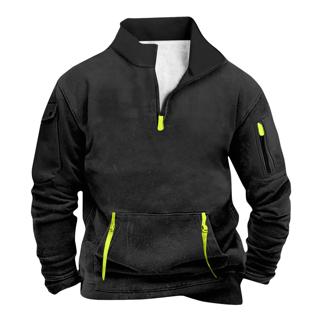 Men's Zipper Pocket Half Zipper Sweatshirt Men's Sports Large Size Casual Sweatshirt