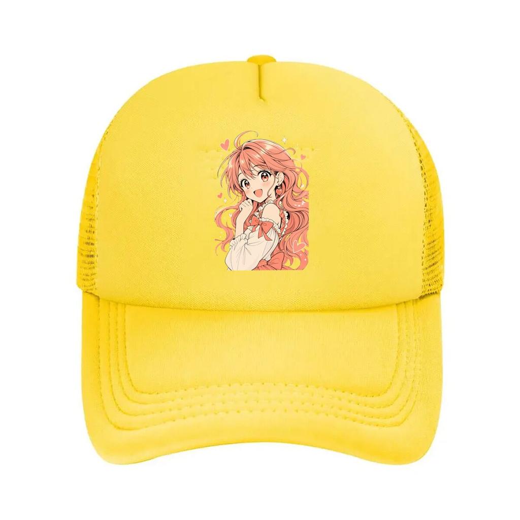 Playful Blushing Unisexga Girl Pop Port Mesh Baseball Cap Polyester Forward Observations Hat Adjustable Golf Hat Summer