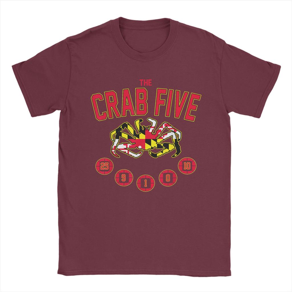 Herren The Crab Five Maryland Flag T-Shirt Basketballnummer Baumwolle Merchandise Freizeit Kurzarm O-Ausschnitt T-Shirts Sommer T-Shirt