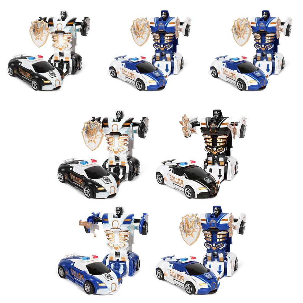 Plastic Inertia Car Toy With Onebutton Transformation For Boys And Kids