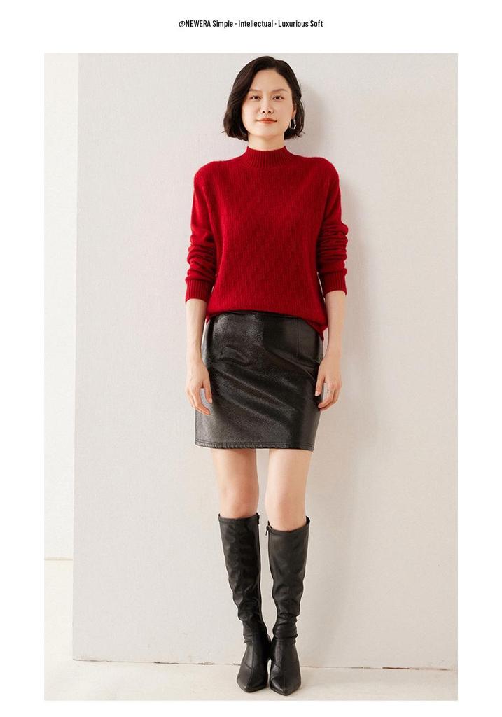 Women's High-Neck Cashmere Sweater: Thick, Solid Knitwear for Autumn/Winter