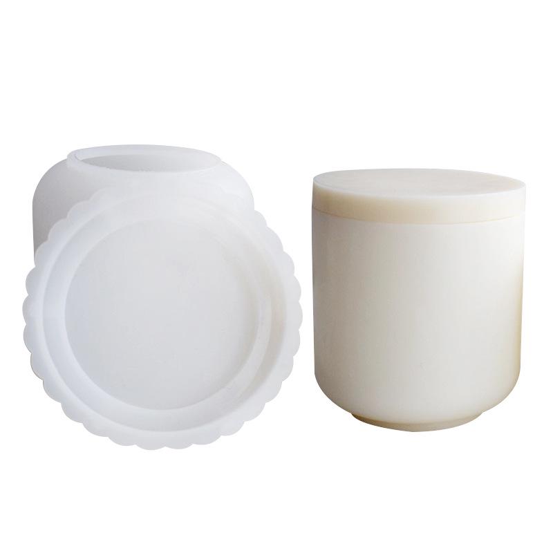 תבנית סיליקון עגולה לכוס נר עם מכסה, קופסת אחסון ומראה אפוקסי שרף, עשה זאת בעצמך צמנט, גבס, ארומתרפיה