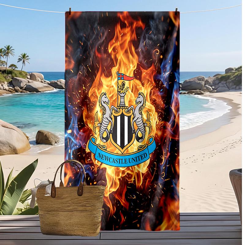 Newcastle United Football Print Beach Towel, Large Soft Quick Dry Towel for Beach Camping Swimming