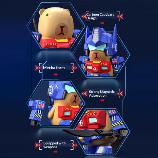Magnetic Mechanical Capybara Building Toy Buildable Mecha Capybara Figure with Movable Parts Educational Cartoon Animal Model Decoration