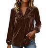 Women's Casual Loose V-neck Velvet Shirt