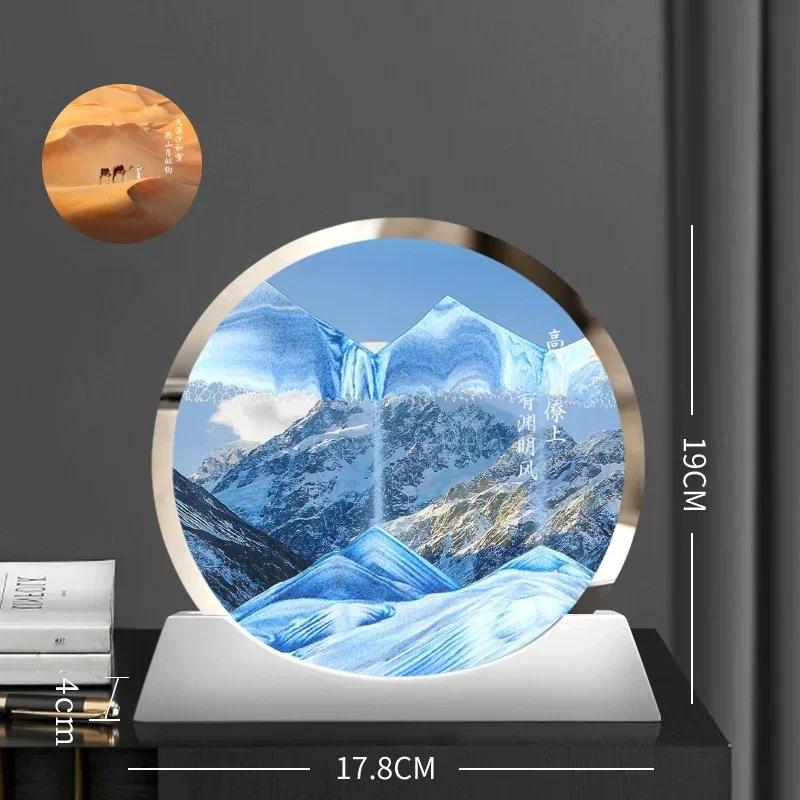 Sandscape Moving Sand Art Picture Desert Snow Landscape Quicksand Craft Round Hourglass Flowing Sand Painting Home Decor Gifts