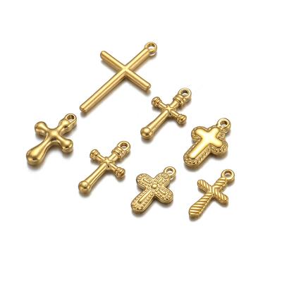 5 Stück Edelstahl 18 Karat PVD-vergoldete Kreuz-Anhänger für DIY-Schmuck Boho-Halskette Ohrringe Armband Herstellung Zubehör