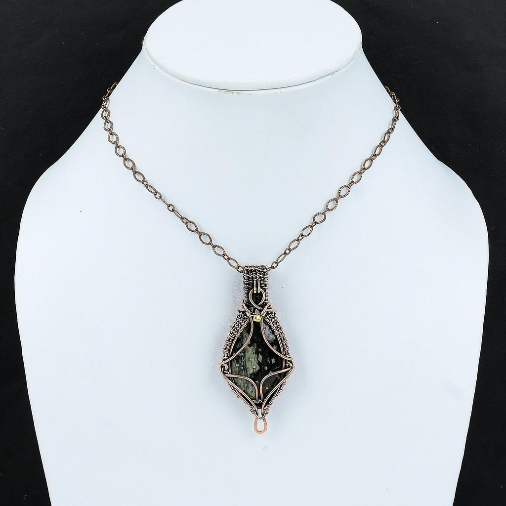 Ocean Jasper Pendant Copper Wire Wrapped Pendant Gemstone Pendant Copper Jewelry Handmade Pendant Wire Wrapped Ocean Jasper Jewelry For Gift