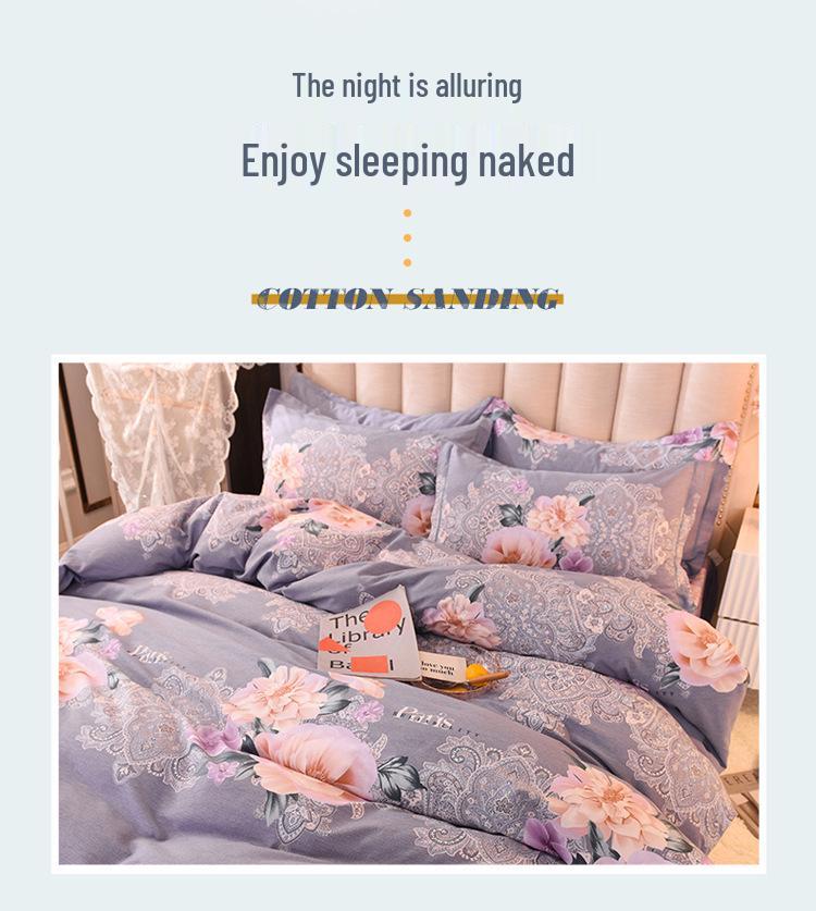 Thickened Brushed Pure Cotton Autumn/Winter Bedding Set - All-Season Universal (Four-Piece & Three-Piece Options)