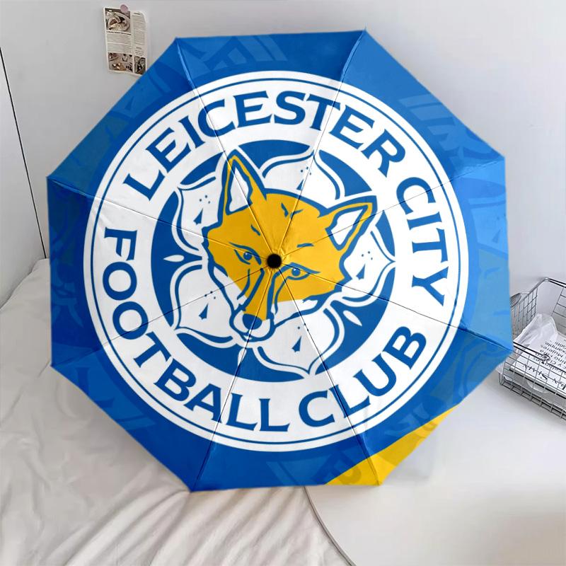 Leicester City Football Club Pattern, Automatic Folding Umbrella, Portable and Foldable Design, 8 Ribs, a Christmas or Birthday Gift.