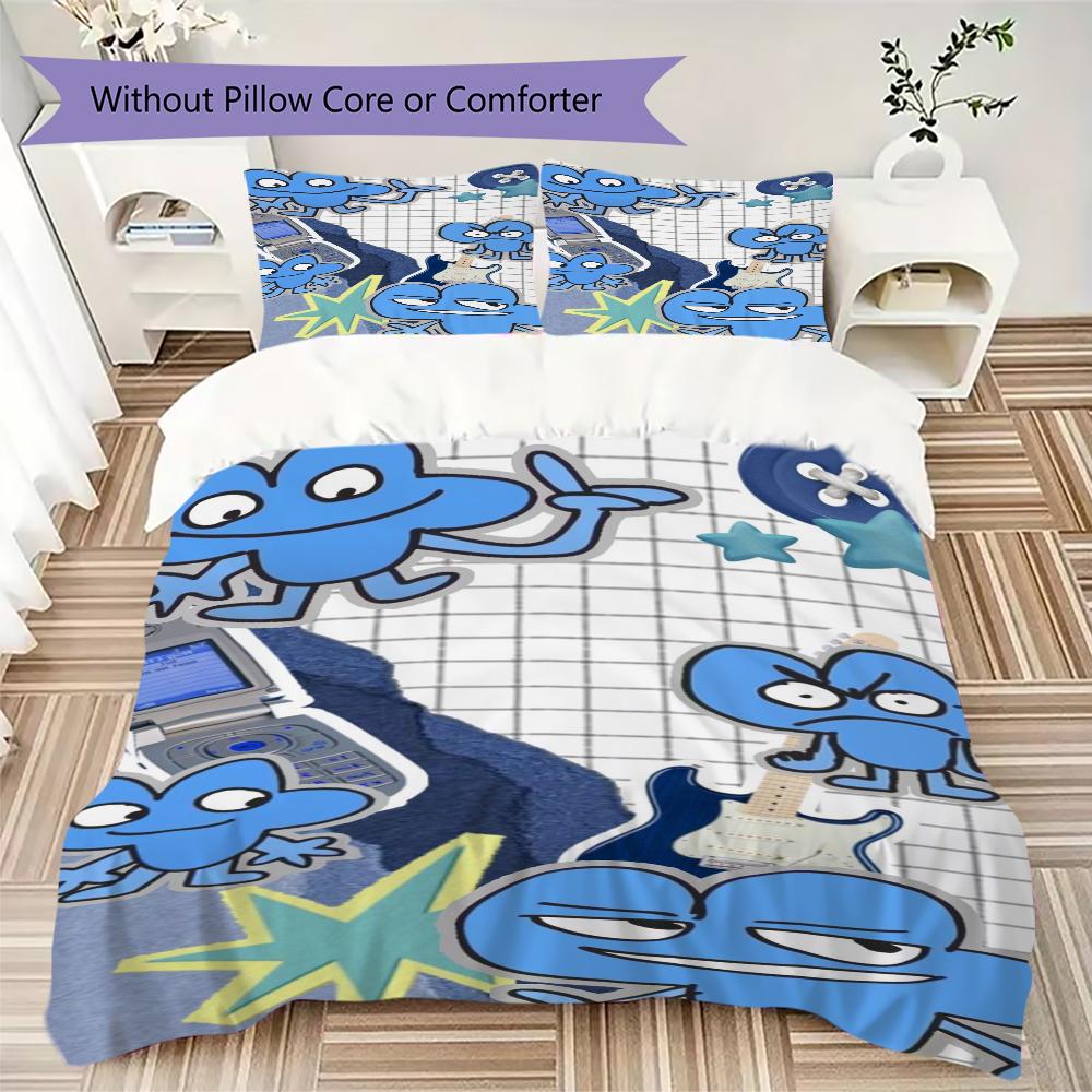 BFDI Pattern Bedding,Quilt Set Quilt Cover Pillowcase Home Birthday Gift(1 * Duvet Cover + 2 * Pillowcase, Without Core)_lx