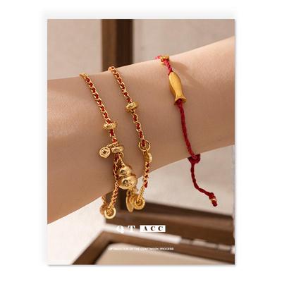 Elegant Red String Gourd Lucky Fish Bracelet: Versatile Chinese-Style with Multiple Pendants, Perfect for Autumn and Winter Fashion