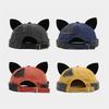 Yapi Hat Washed Retro Fox Ear Landlord Cap Female Trendy Street Personality Splicing Melon Skin Hats Male Brimless Caps