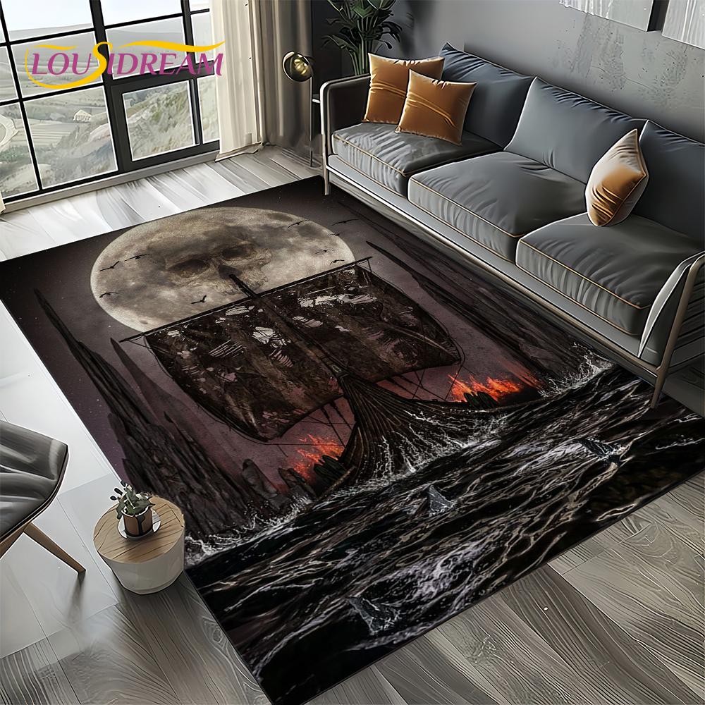 Odin Viking Symbol Valknut Nordic Valhalla Carpet Rug for Living Room Bedroom Home Sofa Decoration,Area Rug Non-slip Floor Mat