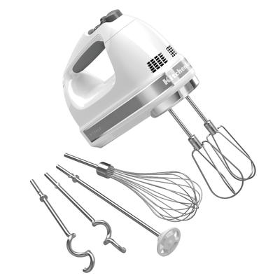 Běžný dovoz KitchenAid ruční mixér s variabilní rychlostí s úložným sáčkem Lesklá bílá [domácí produkt] 9rychlostní 4v1
