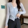 Cardigan sottile in seta di ghiaccio corto bianco da donna manica lunga lavorato a maglia protezione solare slim crop top Kintwear nuova moda semplice casual primavera estate