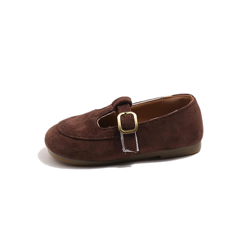 Girls' Retro Leather Shoes, New Spring and Autumn Styles, Fashionable Soft-soled Loafers for Babies, Suede Birkenstock Versatile Single Shoes