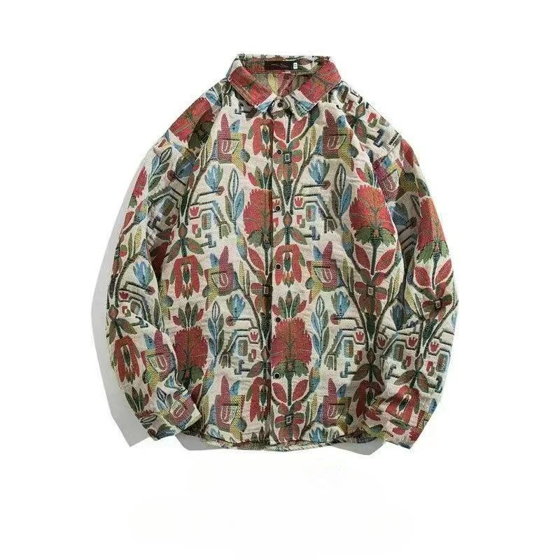 Shirt Men's Loose Autumn and Winter Models Retro Ethnic Style Couple Long-sleeved Shirt Jacket