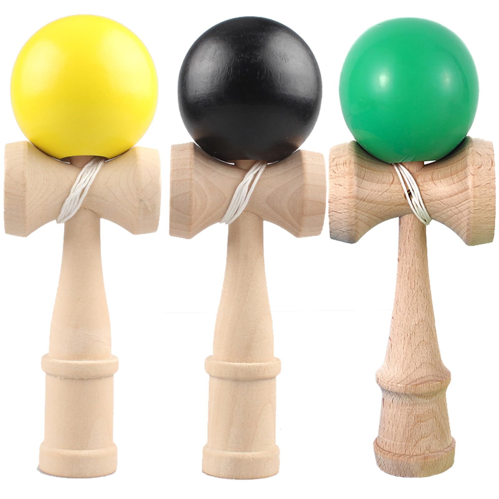 

Ozora Kendama 3-Piece Set, Wooden Kendama for Competition and Practice (Black, Yellow, and Green)