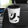 Car Interior Wall-Mounted Hanging Leather Cute Cartoon Panda Design Lid Portable Eco-Friendly Desktop Storage Trash Can Bin